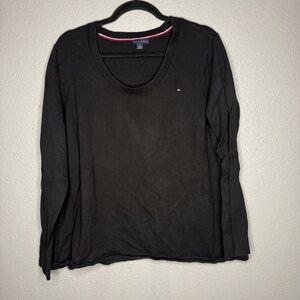 Tommy Hilfiger Black Long-Sleeve Crewneck Top- XL